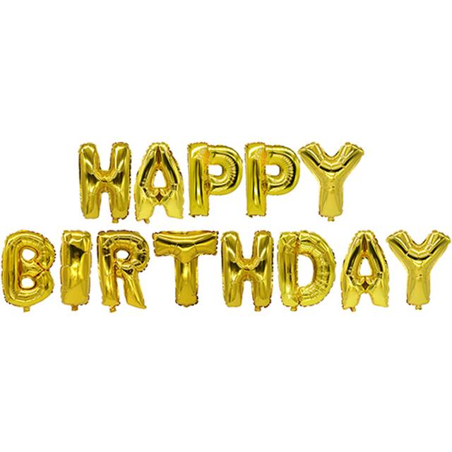 12 Stck Folienluftballon-Set gold fr Geburtstag  Happy Birthday 