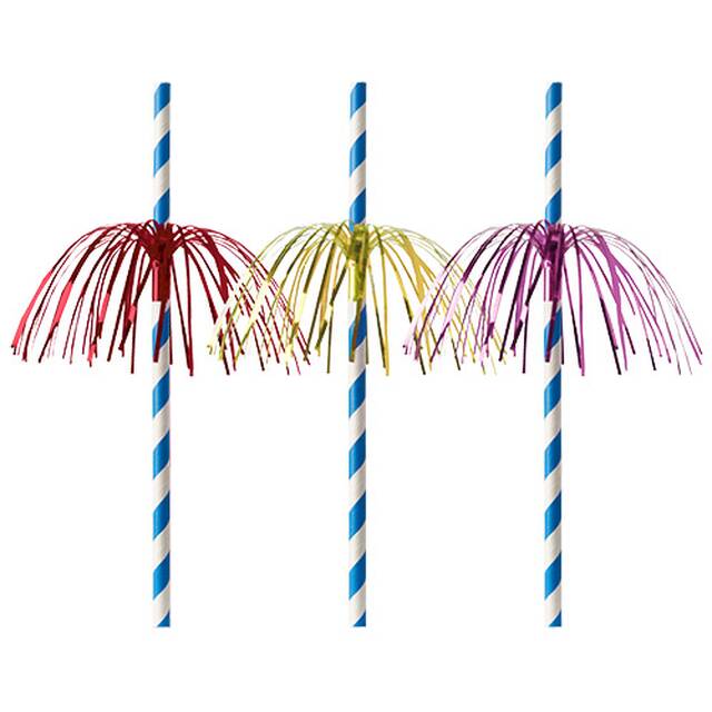 500 Stck Papierstrohhalme  6 mm  20 cm blau  Fireworks 