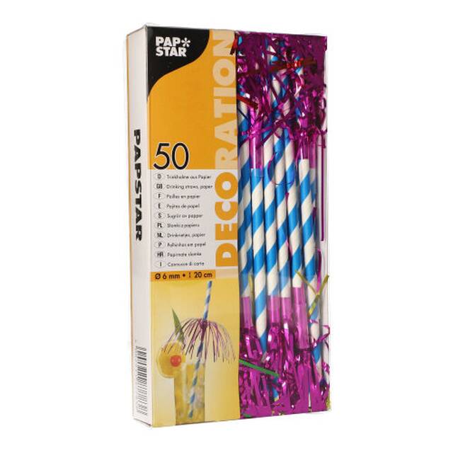 500 Stck Papierstrohhalme  6 mm  20 cm blau  Fireworks 