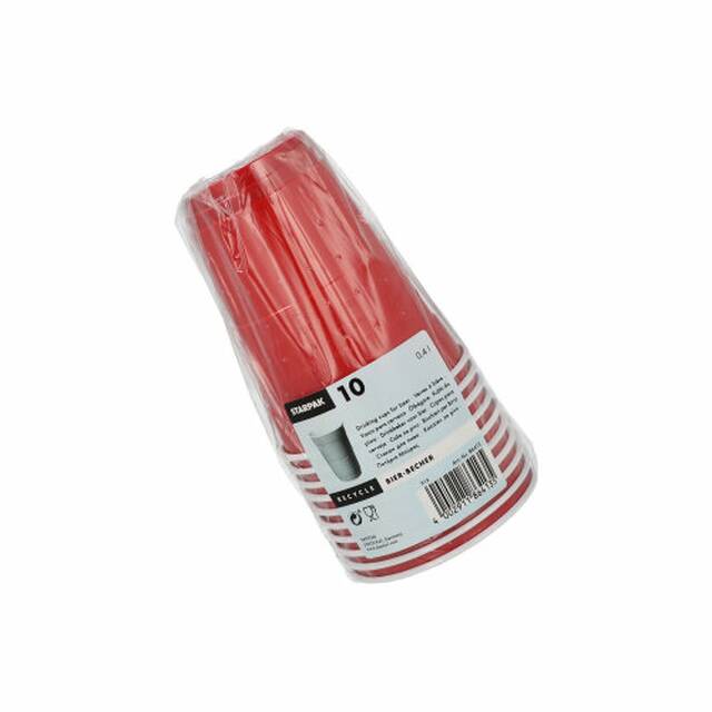 160 Stck Bierbecher aus Plastik, PS 0,4 l  9,5 cm  12 cm rot/weiss