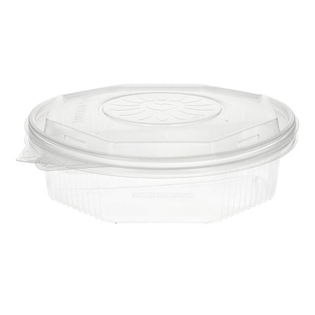 100 Stck Menboxen mit Klappdeckeln 1000 ml, PP ungeteilt 21,5 x 21,5 cm transparent 8-eckig