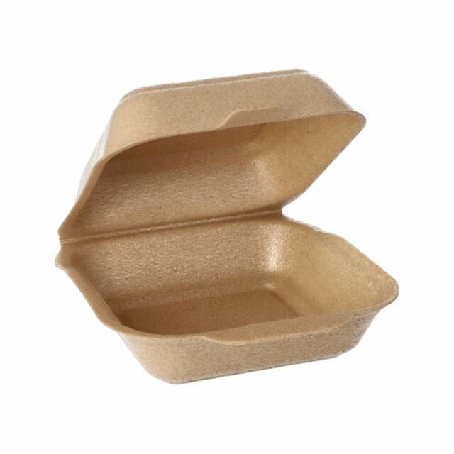 500 Stck Hamburger-Boxen gro mit Klappdeckel, XPP 15 x 15 cm beige