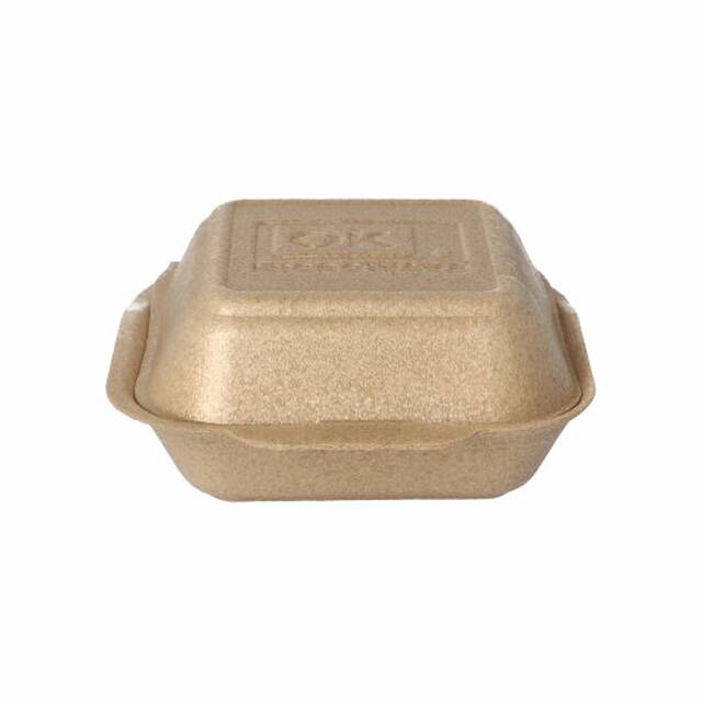 500 Stck Hamburger-Boxen gro mit Klappdeckel, XPP 15 x 15 cm beige