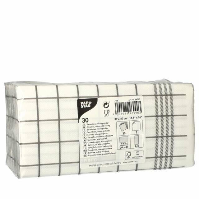 480 Stck Servietten, 2-lagig  PUNTO  1/8-Falz 39 x 40 cm grau  Kitchen Towel  mikrogeprgt