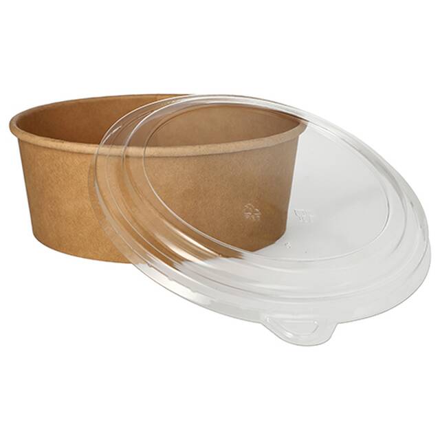 300 Stck Salatschalen To Go aus Pappe, rund 1300 ml  18,4 cm  7 cm braun