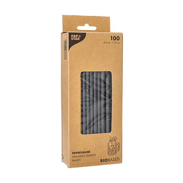 1000 Stck Papierstrohhalme  6 mm  20 cm schwarz