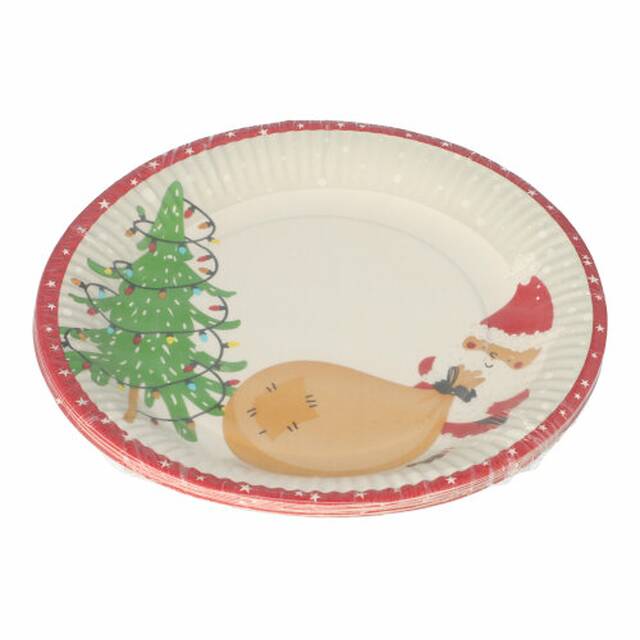 200 Stck Pappteller rund  23 cm  Lutins de Noel 