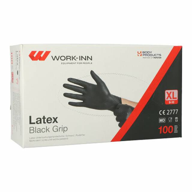 1000 Stck Latex-Handschuhe, puderfrei  Black Grip  schwarz Gre XL