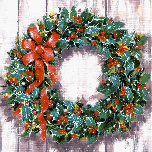 160 Stck Servietten, 3-lagig 1/4-Falz 33 cm x 33 cm  Classic Wreath 