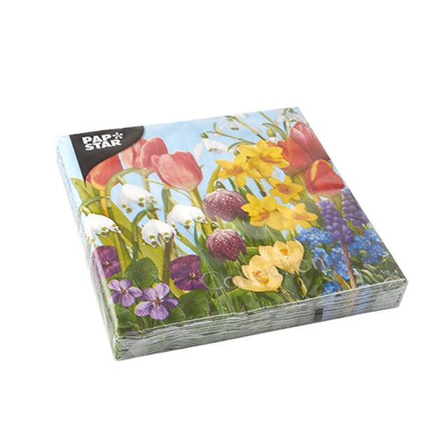 300 Stck Servietten, 3-lagig 1/4-Falz 33 x 33 cm  Flowers of Spring 