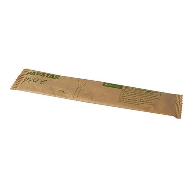 500 Stck Holzlffel  pure  16 cm natur einzeln verpackt in Papierbeutel