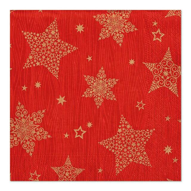 300 Stck Servietten, 3-lagig 1/4-Falz 33 x 33 cm rot  Christmas Shine 