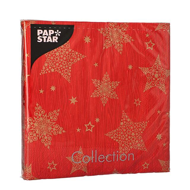 300 Stck Servietten, 3-lagig 1/4-Falz 33 x 33 cm rot  Christmas Shine 