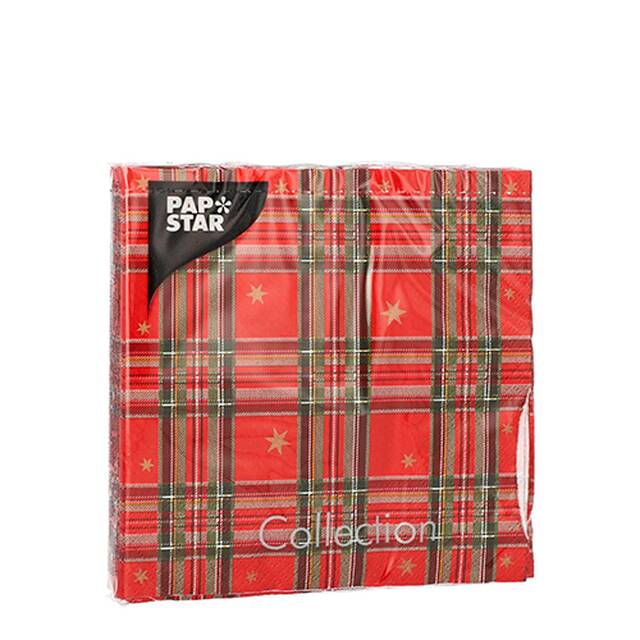 280 Stck Servietten, 3-lagig 1/4-Falz 25 x 25 cm  Tartan 