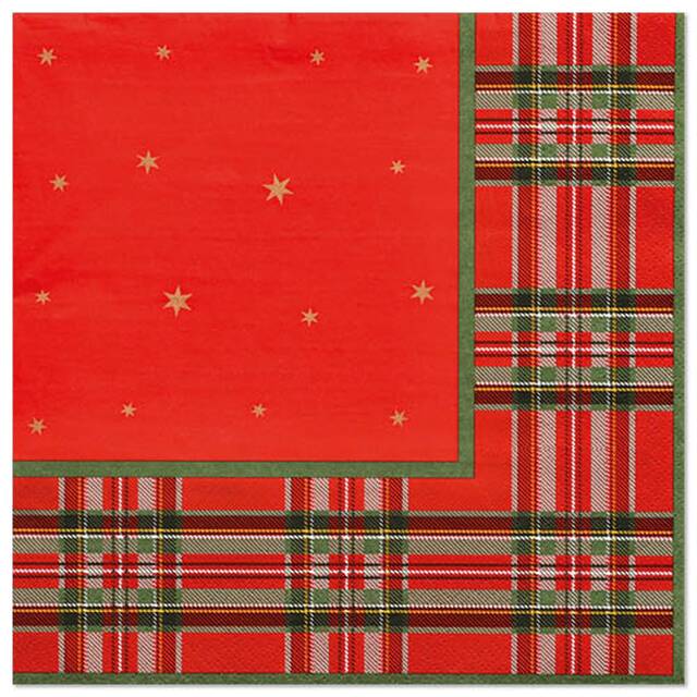 300 Stck Servietten, 3-lagig 1/4-Falz 40 x 40 cm  Tartan 