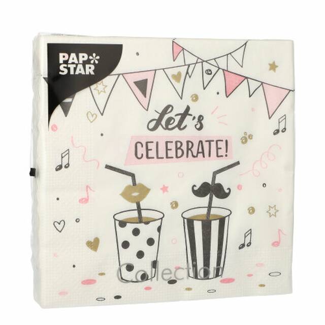 300 Stck Servietten, 3-lagig 1/4-Falz 33 x 33 cm  Lets Celebrate 