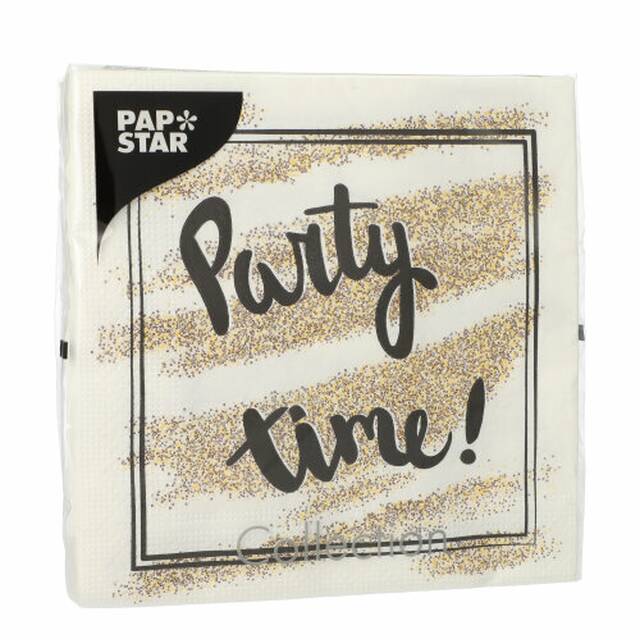 300 Stck Servietten, 3-lagig 1/4-Falz 33 x 33 cm  Party Time 