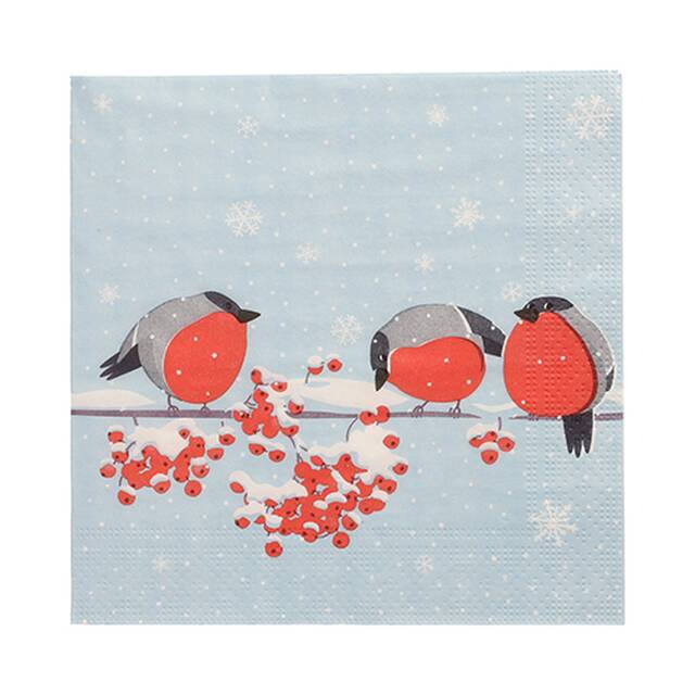 300 Stck Servietten, 3-lagig 1/4-Falz 33 x 33 cm  Red Gorded Birds 